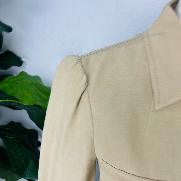 INC International a concept Y2K Light Tan Linen Silk Blend Blazer Button Jacket - Picture 3 of 7